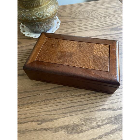 Vintage Midcentury Valet Butler Box Wood Jewelry Box With Mirror And Felt Lining - Picture 1 of 7